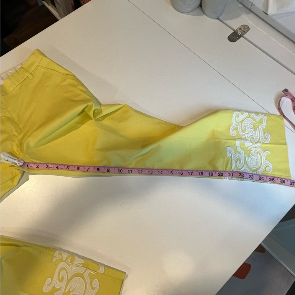 Tory Burch NWT Adrienne Lemon Embroidered Chino Pants 29 Resort - Picture 13 of 13